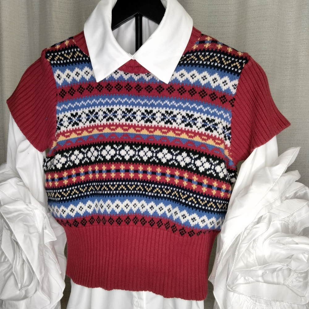 Aeropostale Red Fair Isle Sweater Vest